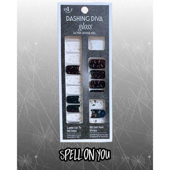 Dashing Diva Gloss Ultra Shine 32 Gel Nail Strips~Spell On You/Moon Bats Ghosts - Picture 1 of 4